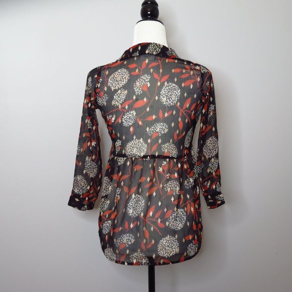 Sheer Black Patterned Tunic Top - Picture 3 of 8